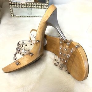 MIA Clear Lucite Studded Mule Heels